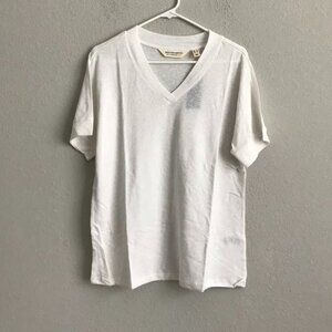 Isaac Mizrahi Bridgehampton Knit Linen Blend V-Neck - White (Sz ) a485814